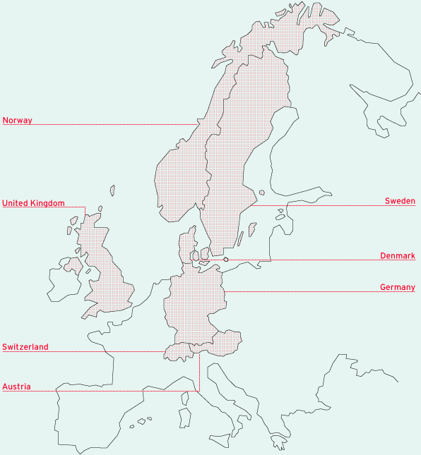 Locations of the ProSiebenSat.1 Group – Europe (map)